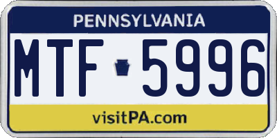 PA license plate MTF5996