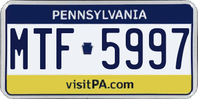 PA license plate MTF5997