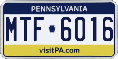 PA license plate MTF6016
