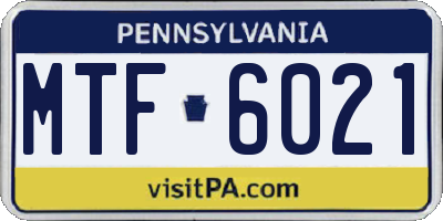 PA license plate MTF6021