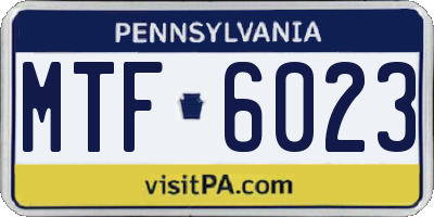 PA license plate MTF6023