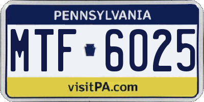 PA license plate MTF6025