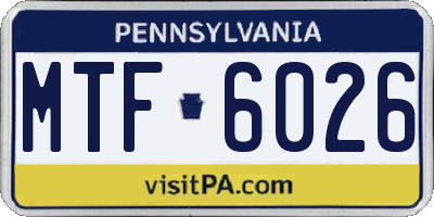 PA license plate MTF6026