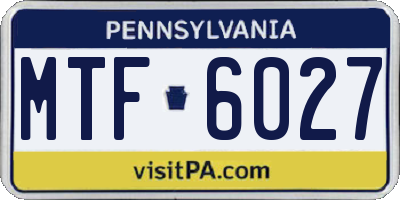PA license plate MTF6027