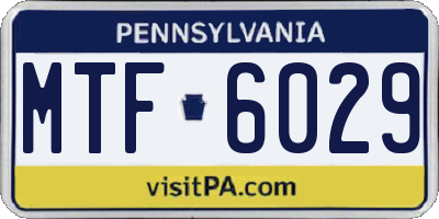 PA license plate MTF6029