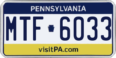 PA license plate MTF6033