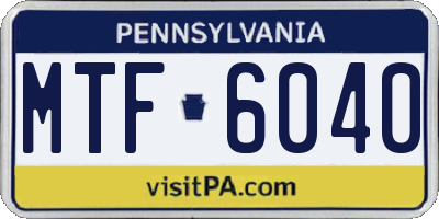 PA license plate MTF6040