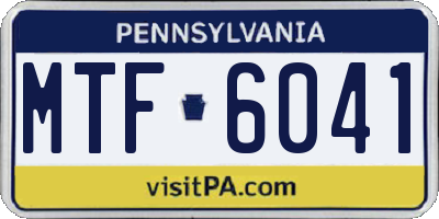 PA license plate MTF6041