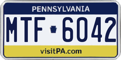 PA license plate MTF6042