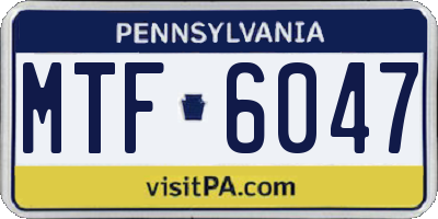 PA license plate MTF6047