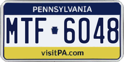 PA license plate MTF6048