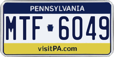 PA license plate MTF6049