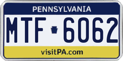 PA license plate MTF6062