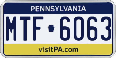 PA license plate MTF6063
