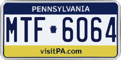 PA license plate MTF6064