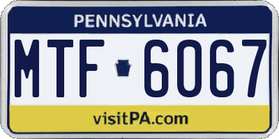 PA license plate MTF6067