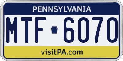 PA license plate MTF6070