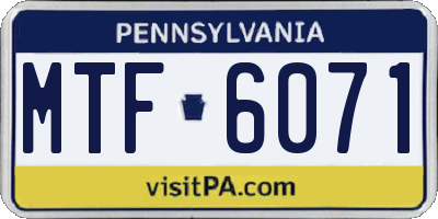 PA license plate MTF6071