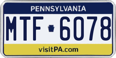 PA license plate MTF6078