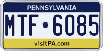 PA license plate MTF6085