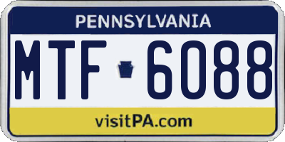 PA license plate MTF6088