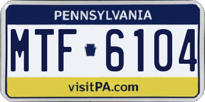 PA license plate MTF6104