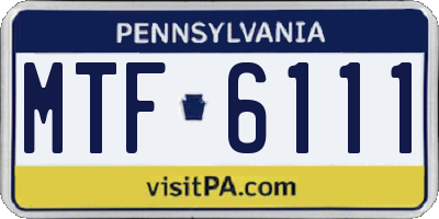 PA license plate MTF6111