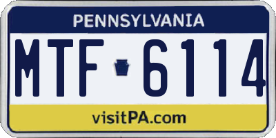 PA license plate MTF6114