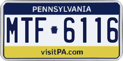 PA license plate MTF6116