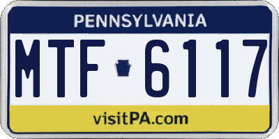 PA license plate MTF6117