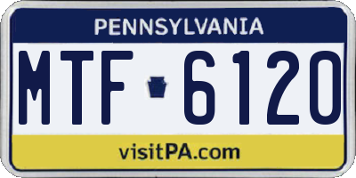 PA license plate MTF6120