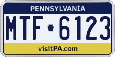 PA license plate MTF6123
