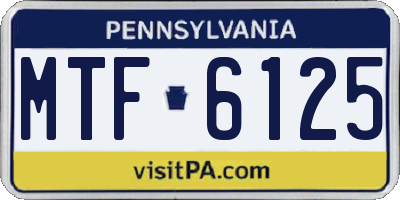 PA license plate MTF6125