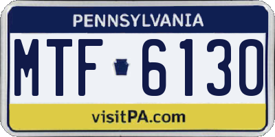 PA license plate MTF6130