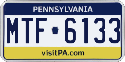 PA license plate MTF6133