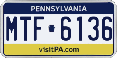 PA license plate MTF6136