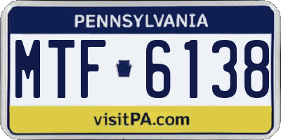 PA license plate MTF6138