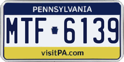 PA license plate MTF6139