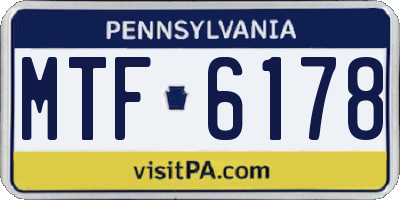 PA license plate MTF6178