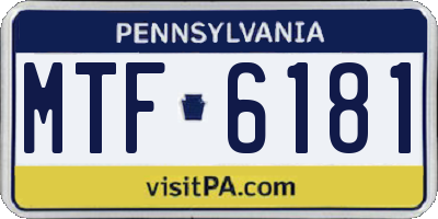 PA license plate MTF6181