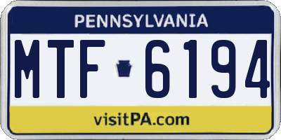 PA license plate MTF6194