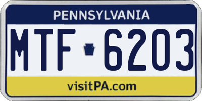 PA license plate MTF6203