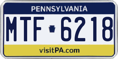 PA license plate MTF6218