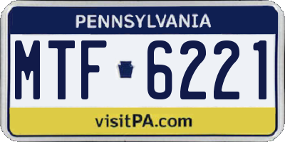 PA license plate MTF6221