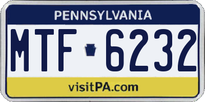 PA license plate MTF6232