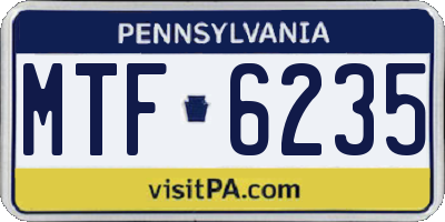 PA license plate MTF6235