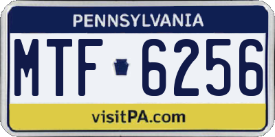 PA license plate MTF6256