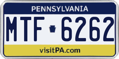 PA license plate MTF6262
