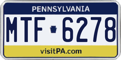 PA license plate MTF6278