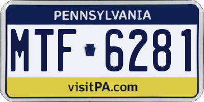 PA license plate MTF6281